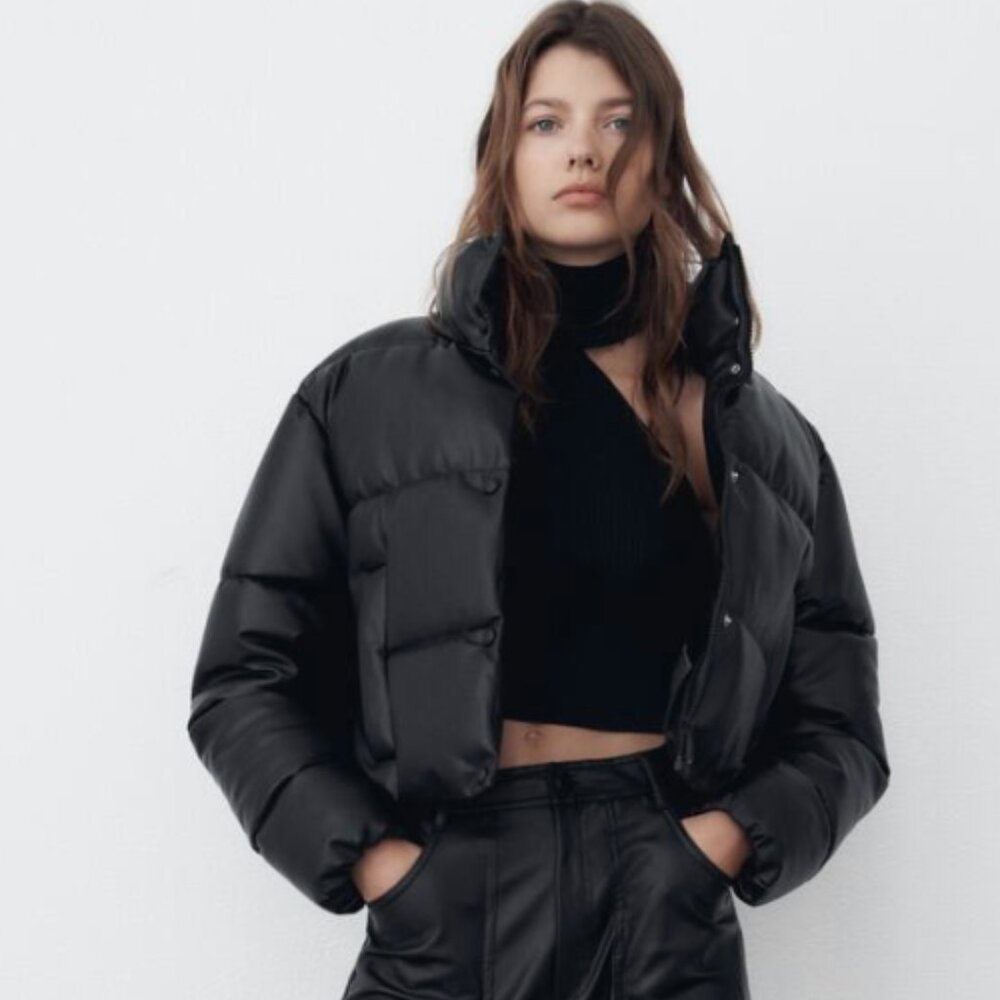 Faux Leather Bomber Jacket